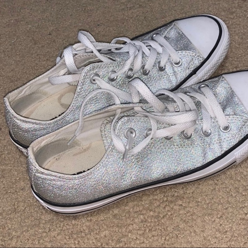 Silver holographic converse  womens 9